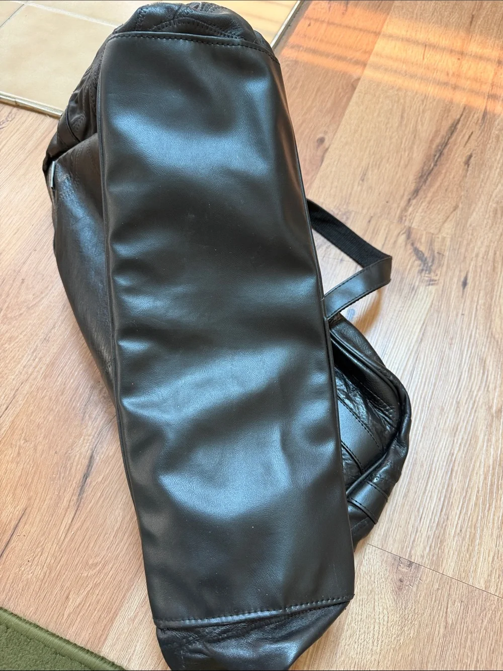 Black Leather Weekender Bag, EUC